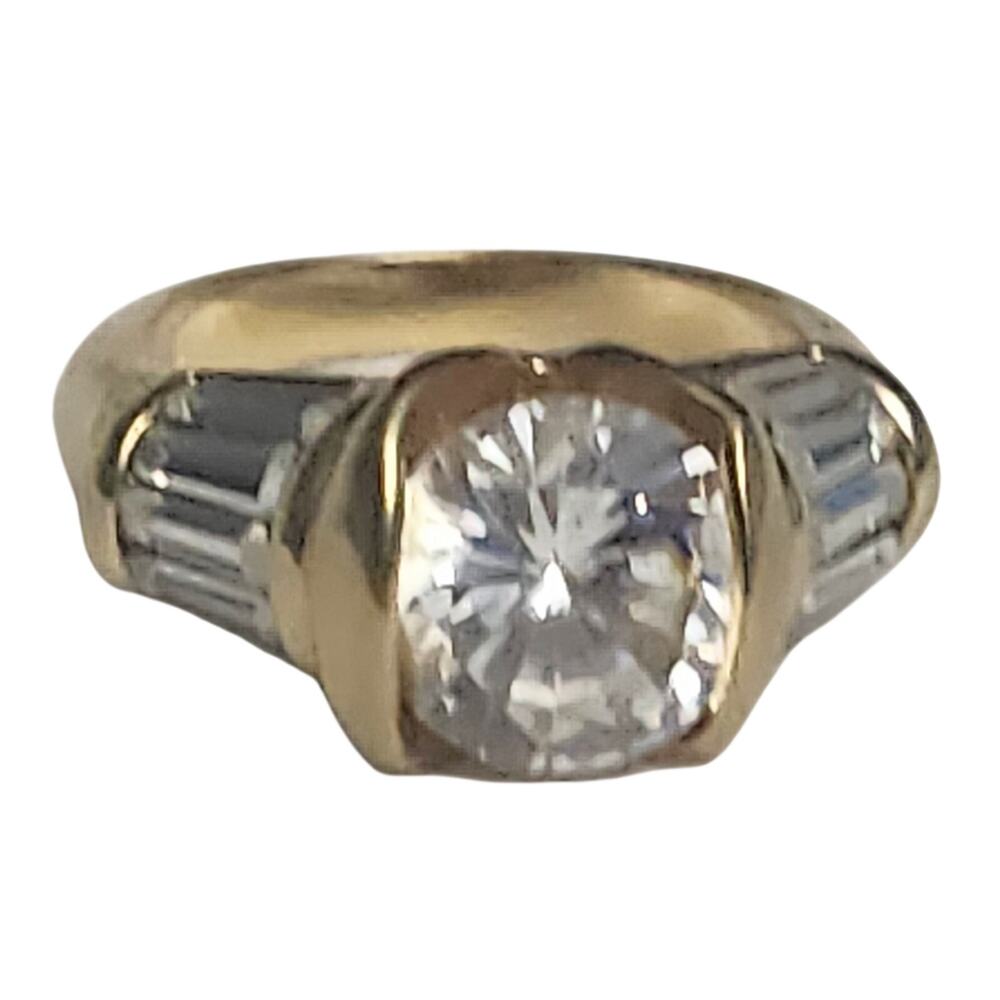 Vtg 18KT GE Gold Plated & Cubic Zirconia Baguette Ring Size 7